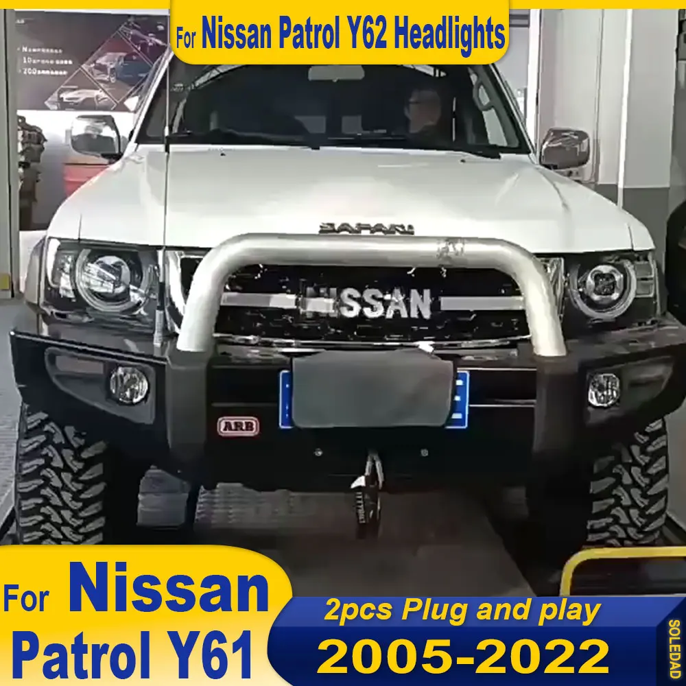 

Head Lamp For Nissan Patrol Y61 Car Headlights 2005-2022 DRL Front Head Light Lamp Upgrade LED Headlamp for Nissan Y61 car Parts
