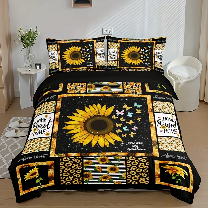 

Sunflower Floral Fashion Country Style Duvet Cover Set Digital Print Home Decor Comforter Set Queen Size with Pillowcases