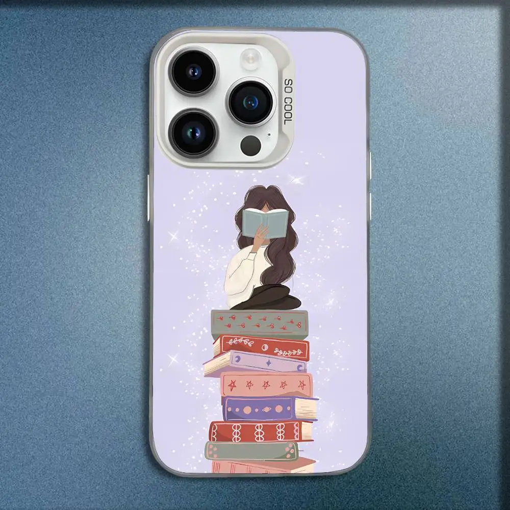 Girl Book Landscape Phone Case For iPhone 17,16,15,14,13,12,11,Pro,Max,Plus,E,SE4,Air,Mini White IMD Box