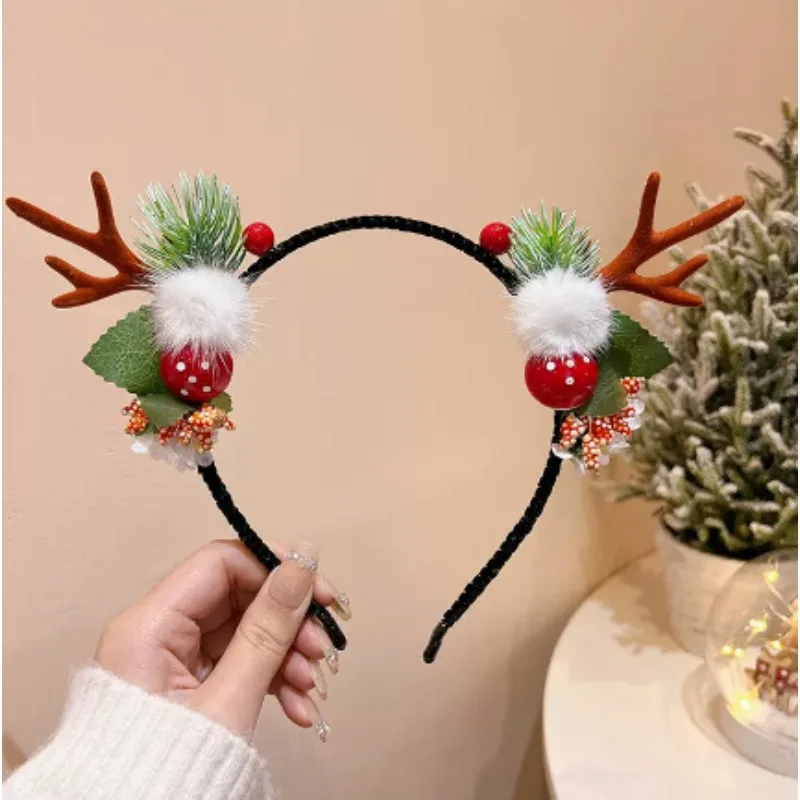 새로운 크리스마스 머리띠 귀여운 사슴뿔 벨 휴일 파티 롤플레잉 섹시하고 귀여운 머리띠 크리스마스 용품 성인용 헤어 액세서리