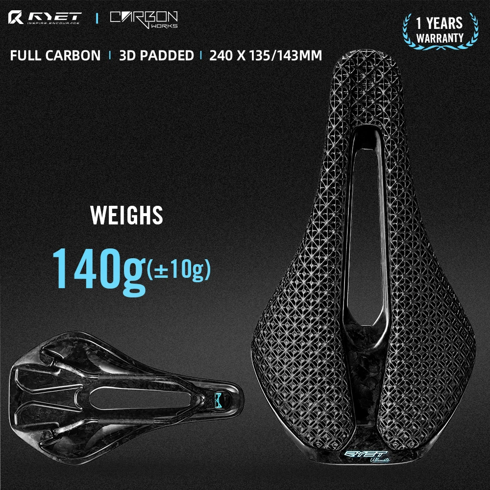 RYET X15 3D Carbon Bicycle Saddle 240*135/143mm Comfortable Breathable Bike Saddle for MTB Gravel Road Ultralight Bike Seat
