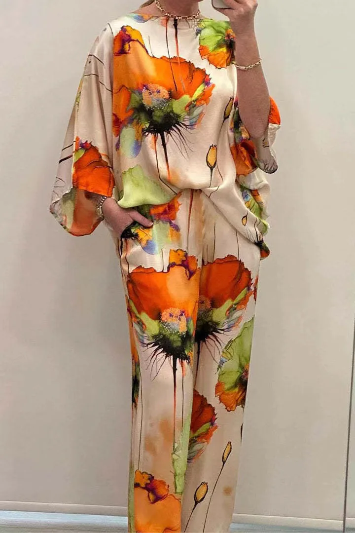 Lente Herfst Vrouwen Top Shirt 2-delige set Nieuwe mode Slash Hals Lange mouw Elegante print Pak Dame Office Party Holiday Sets