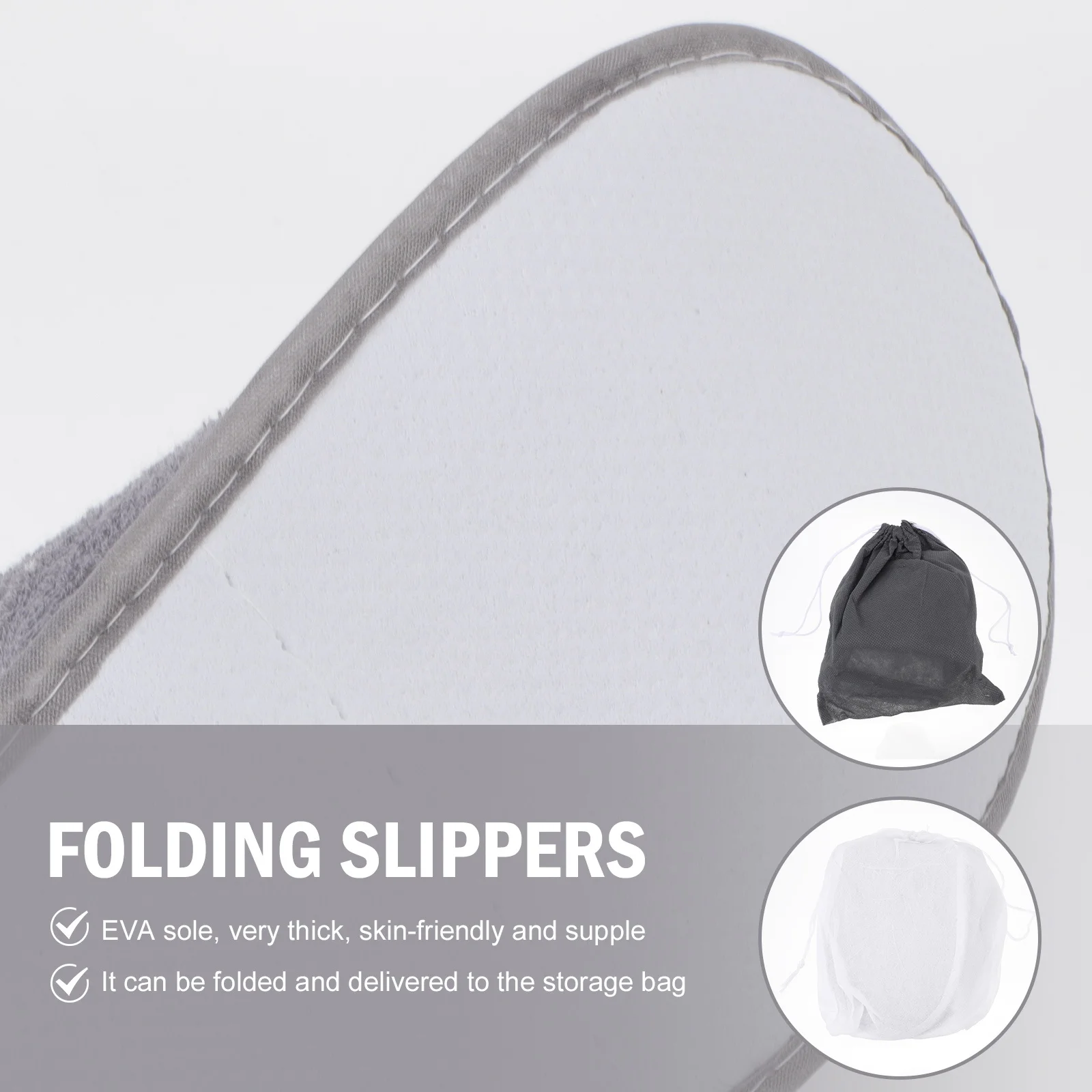 

2Pairs Lightweight Non-Slip Folding Hotel Slippers Portable Travel Indoor Home Use Comfortable Slippers Hospitality