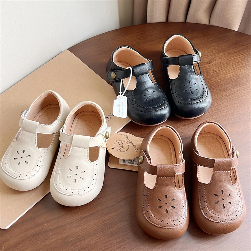 

New Baby Toddler Shoes Children Flats Breathable Casual Dress Vintage Leather Shoes Girls Princess Performance Moccasins