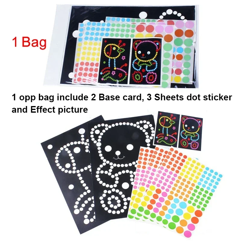 子供 DIY ドットパズルステッカーカラフルなドットかわいい漫画学習早期教育おもちゃモザイクステッカー子供のための子供のギフト