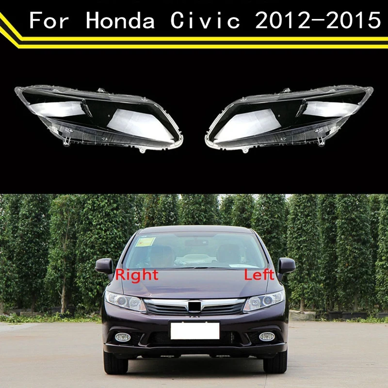 

2Piece Headlight Cover Transparent Lampshade Head Light Lens For Honda Civic 2012-2015