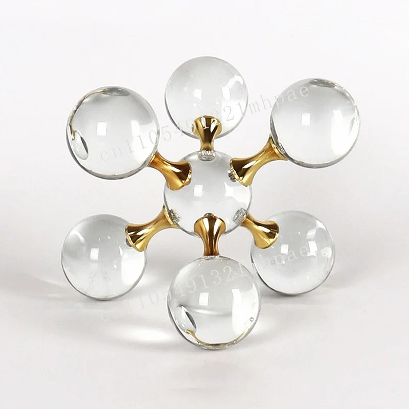 

Modern Light Luxury Geometric Cross Metal Crystal Molecular Ball Book Town Ornament Round Ball Model Room Desktop Decoration