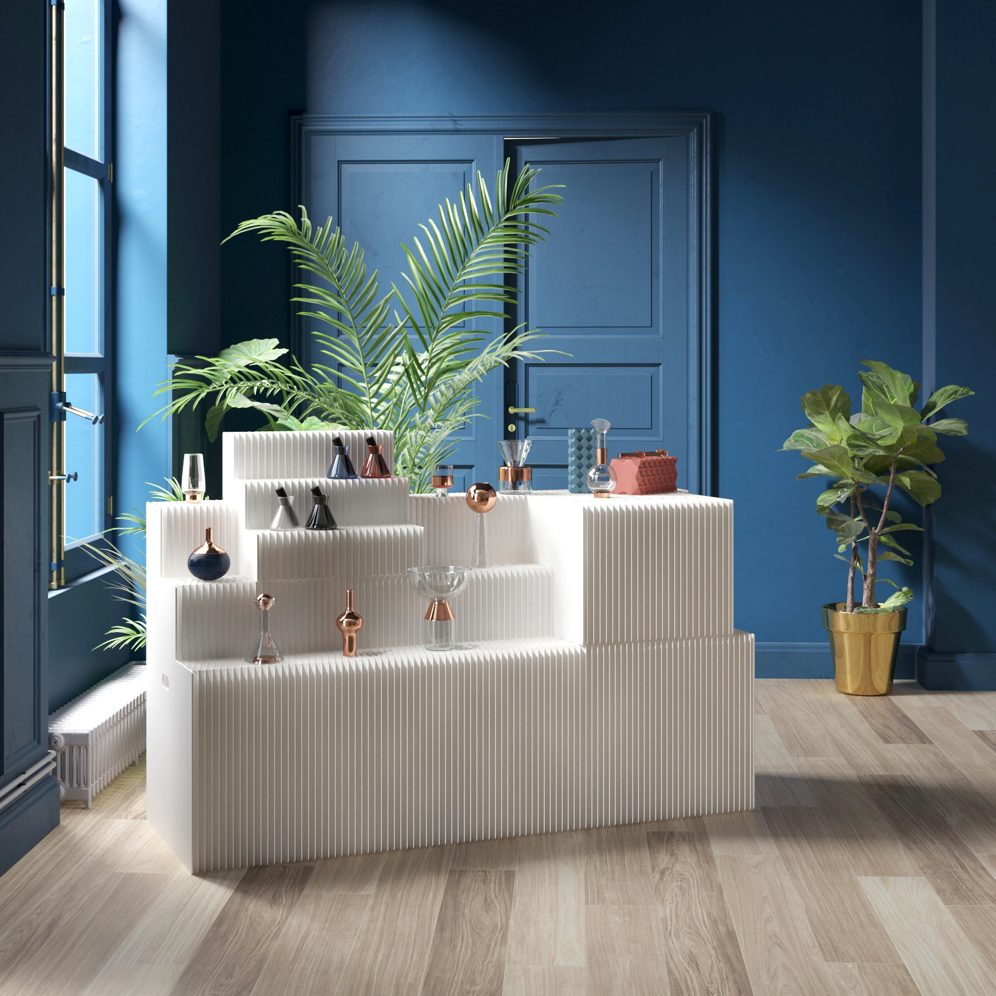 

Длинная полка Ihpaper, стойка для выставки товаров с лестницей для быстрого выставочного здания, складная и простая транспортировка