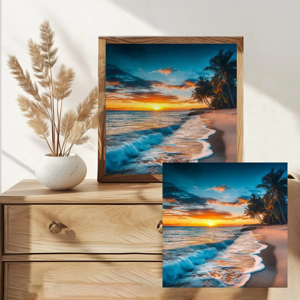 1 Stück 30x30 cm/11,8 Zoll Strandmotiv Gestempeltes Kreuzstich-Set DIY-Kit 11/14/16CT DIY-Stickset Kreuzstich-Set Neuheit – Detail 2