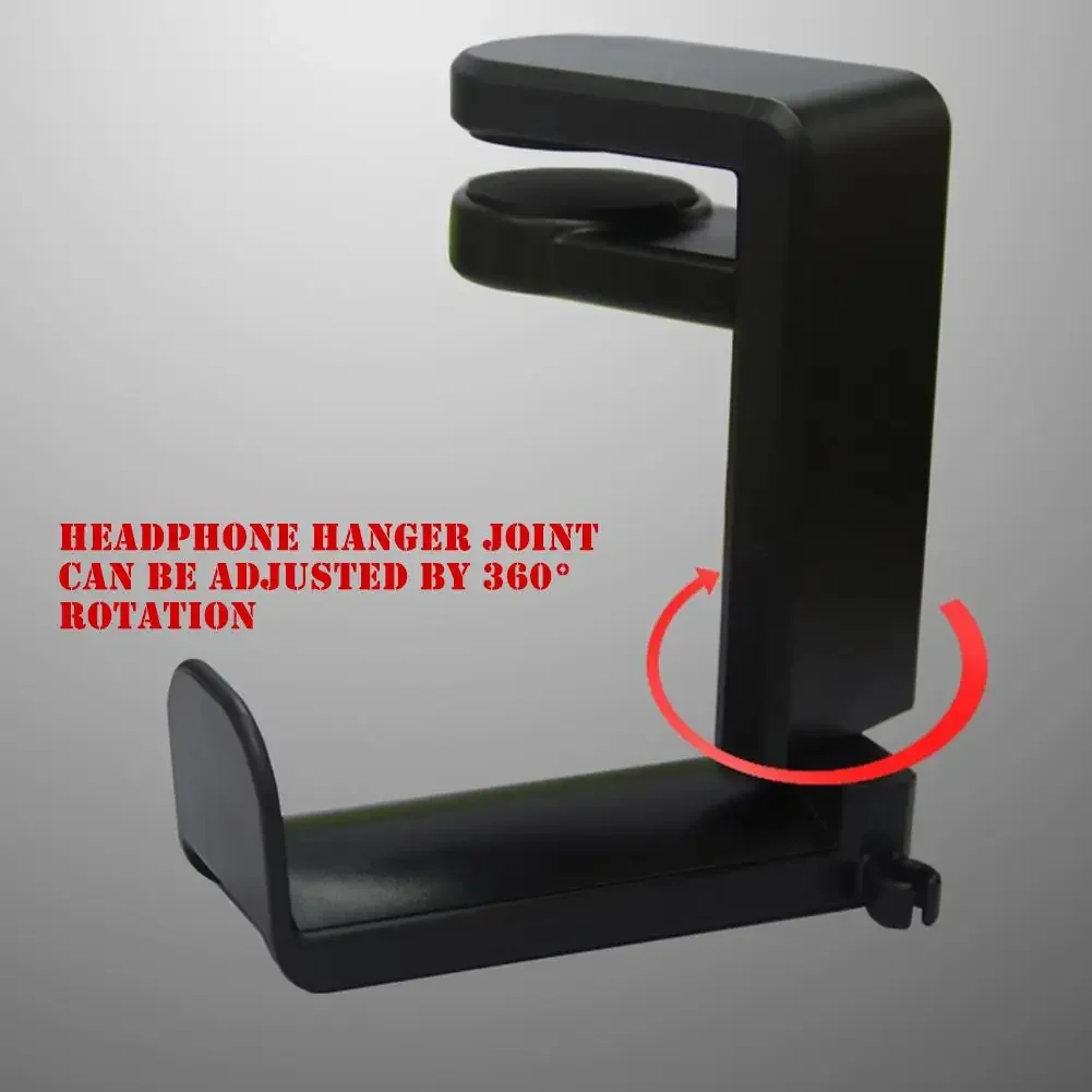 No Punch Table Clip Hook for Headphone Holder 360 Degree Rotating Headset Storage Hanging Rack Under Desk Earphone Hanger