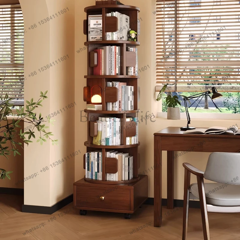 

Rotating Decorating Artist Bookcase Polished Smooth Convenience Bookshelf Wood Sleek Living Room Furniture Bucherschrank