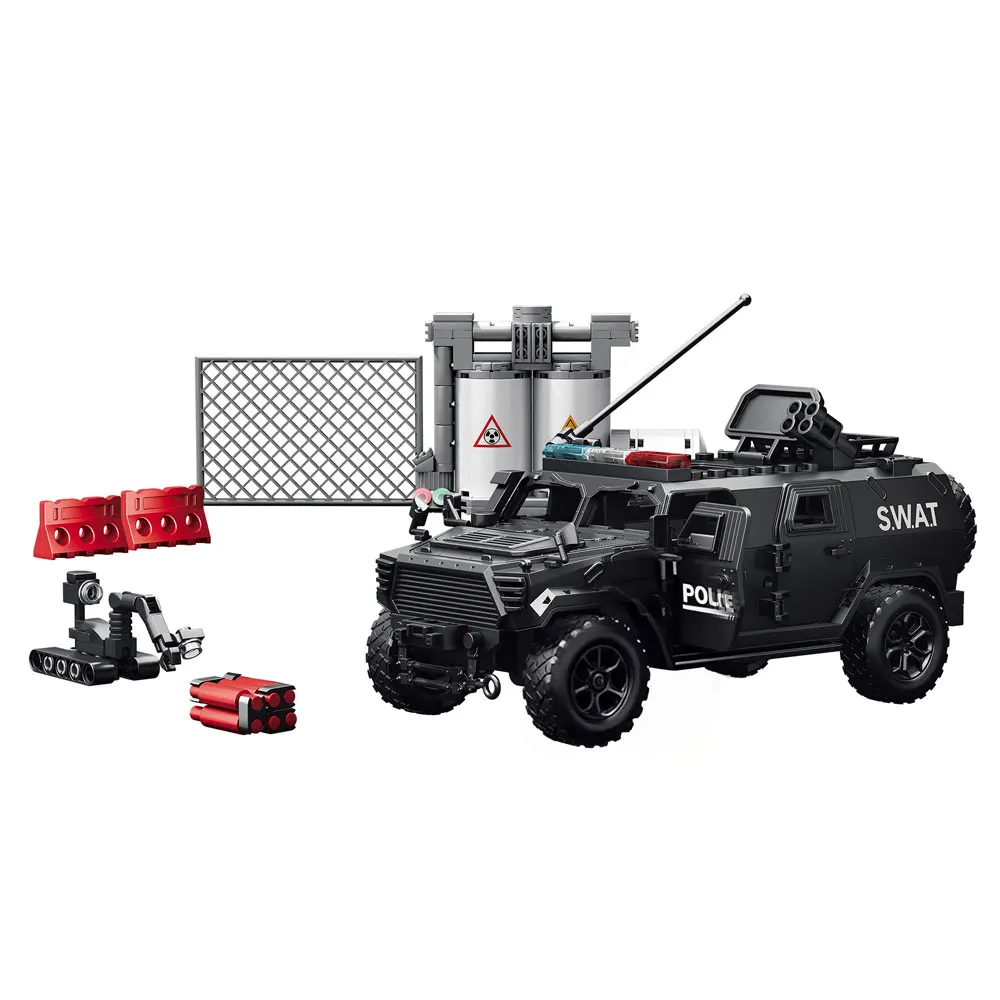 Fuerzas especiales militares del ejército, policía, soldados SWAT, escuadrón de bombas, vehículo blindado, bloques de construcción, juguetes para niños, regalo