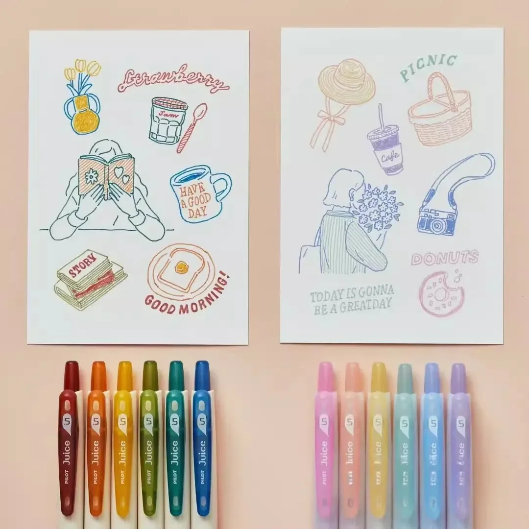 

6pcs PILOT Gel Pen Anniversary Limited Edition Juice Pen Retractable 0.5mm Journaling Doodling Painting Drawing Stationery