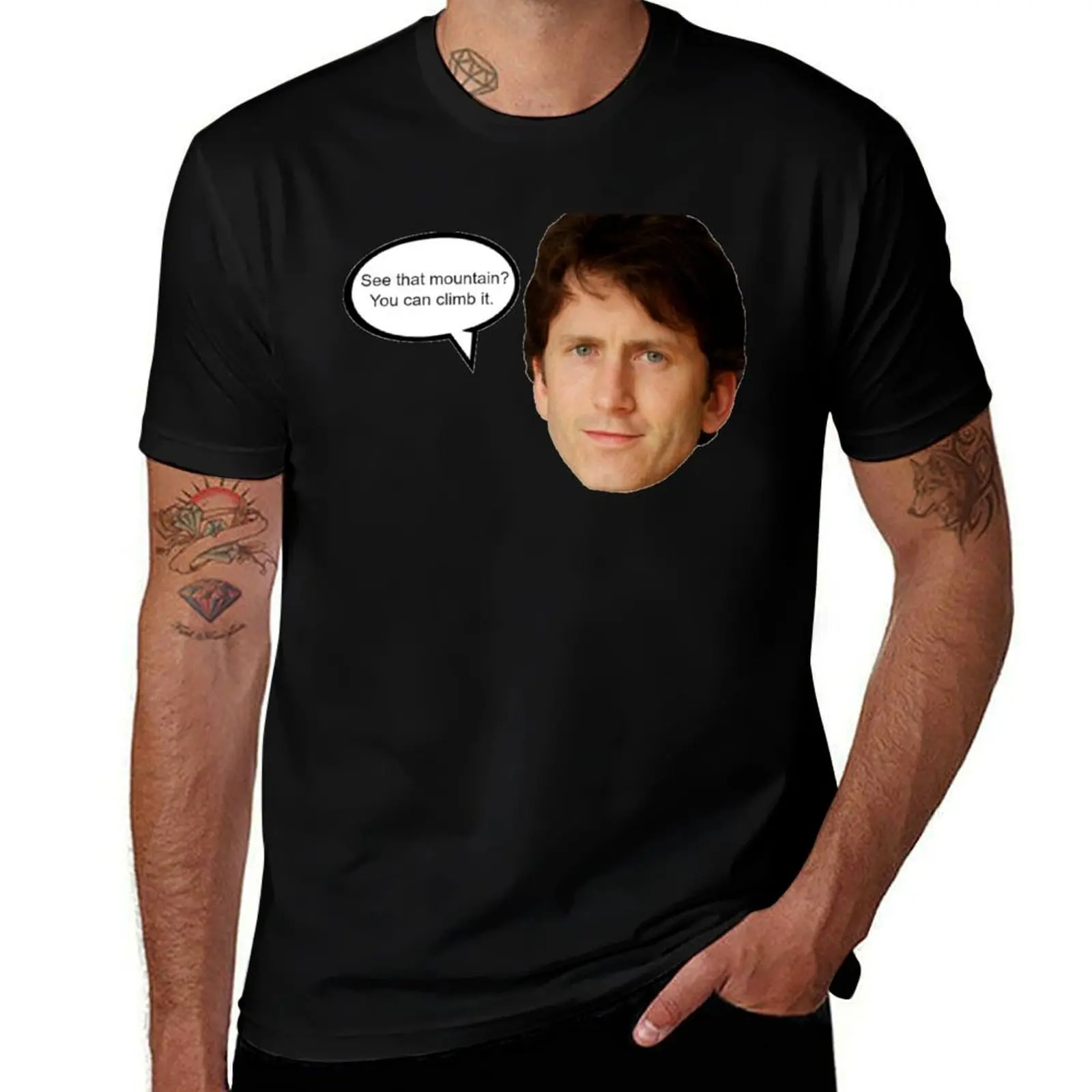 Todd Howard Climbing Mountains T-Shirt Breathable Sportswear for Men T-Shirt