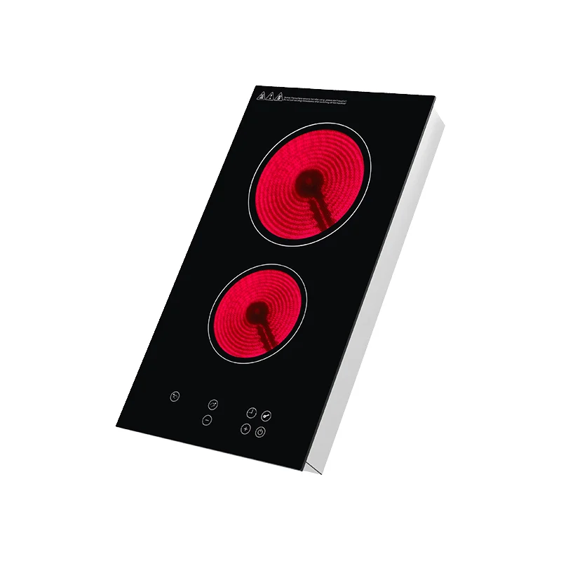 Crystal Black Touch Control Electric Stove Built-in Ceramic Hob with 2 Burners for Household Use Induction Cooker Easy Clean