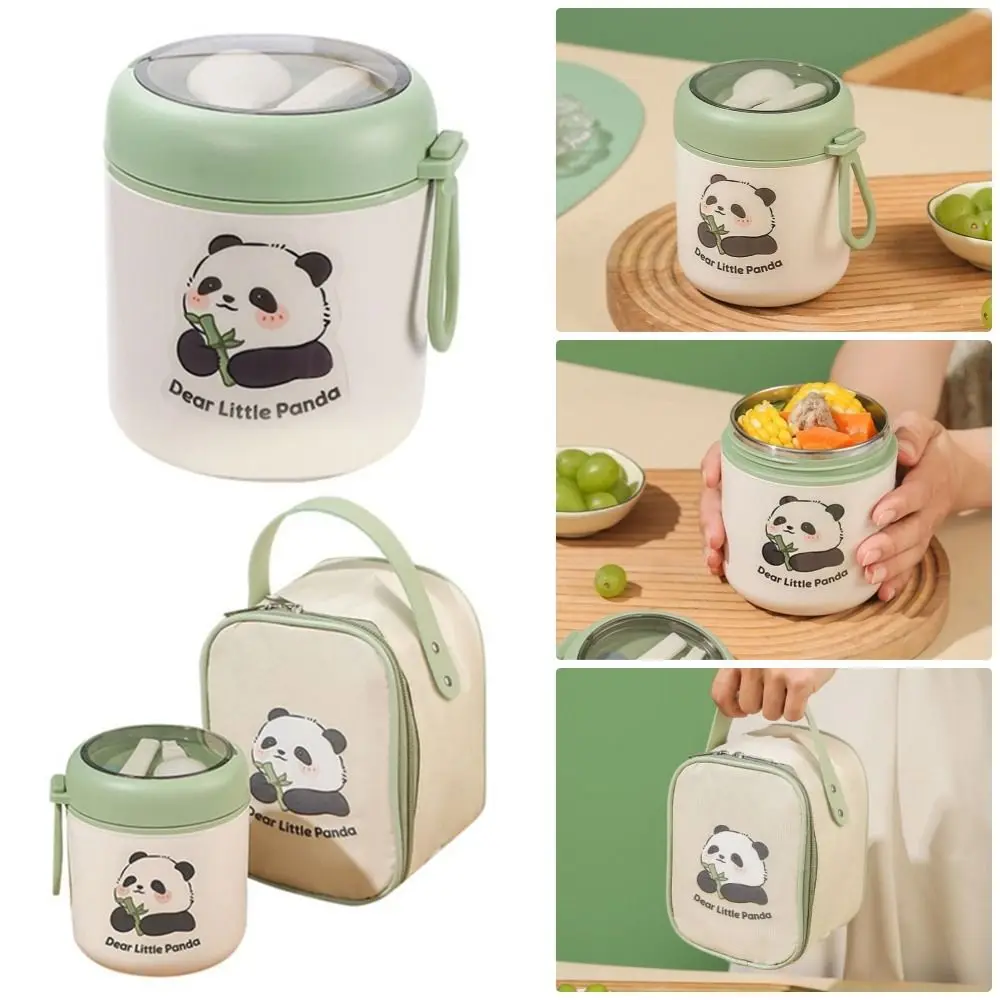 1Pcs Panda Insulated Breakfast Cup Vacuum Insulated Soup Can Portable Breakfast Box Porridge Cup With Lid Sealed Soup Bowl