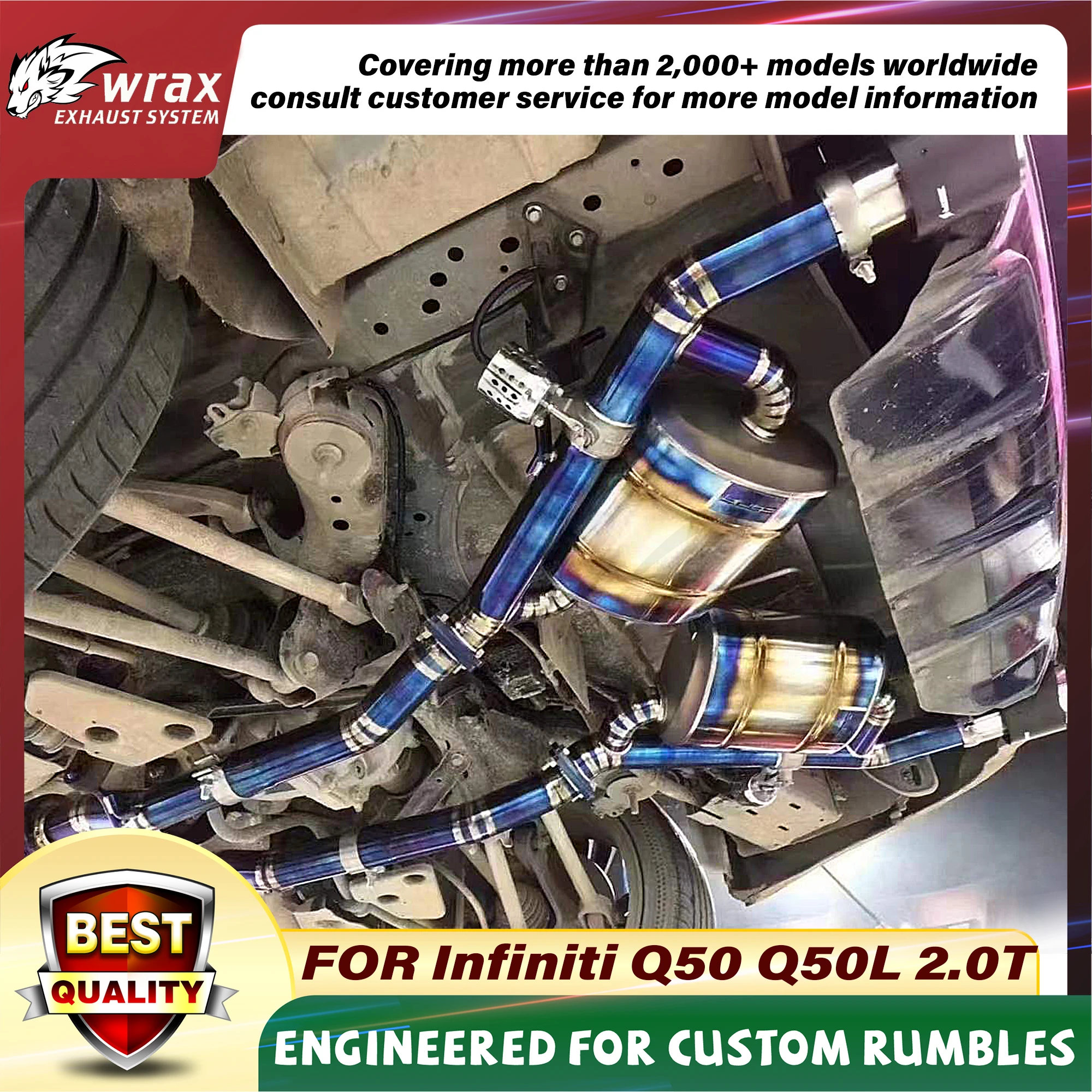 

WRAX Titanium Alloy Catback System for Infiniti Q50 Q50L 2.0T High Flow Vacuum Valve Sport Exhaust System