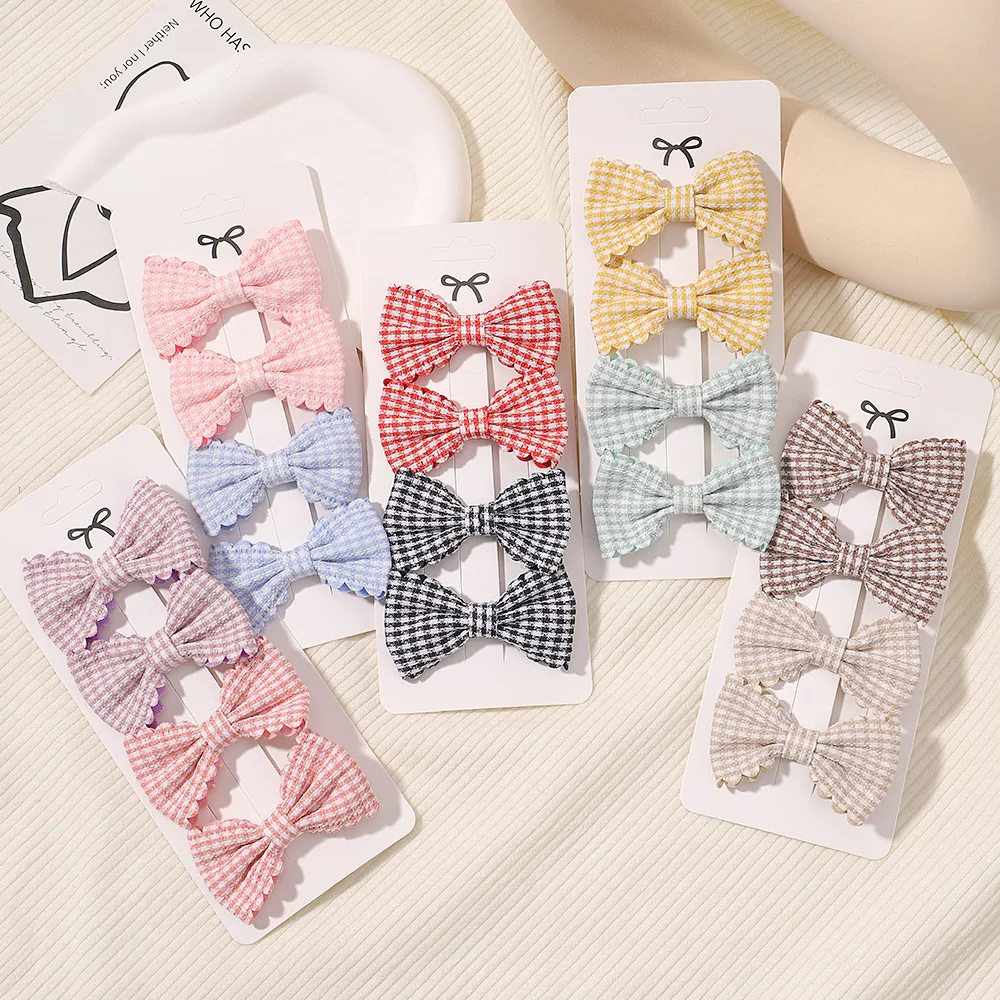 

20Pcs/Lot Handmade Plaid Bow Hair Clips for Baby Girls Children Hairgripes Headwear Toddler Hair Accessory