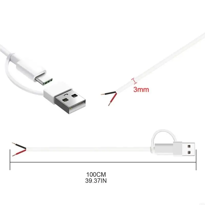 19QA USB C Nam Trần Cáp Hình Heo Đầu Mở Cáp Nối Dài 5V 2A DIY Cổng Kết Nối