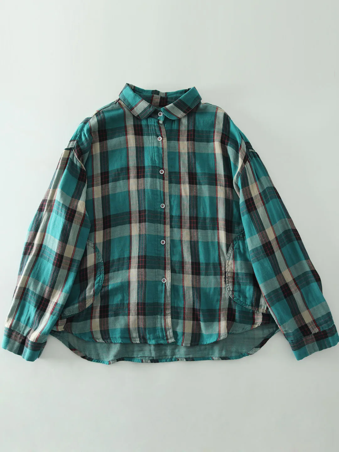 

Новая весенняя женская свободная универсальная рубашка из хлопка в стиле ретро с клетчатым узором, длинным рукавом и двойным слоем, для многослойных образов и повседневной носки