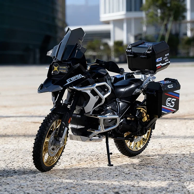 1/10 R1250 GS ADV Alloy Racing Motorcycle Diecasts Metal Street Sports Motorcycle Model Simulation Sound and Light Kids Toy Gift