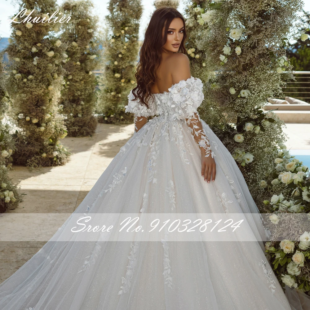 Lhuilier Elegant A Line Princess Wedding Dresses Spaghetti Straps Beaded Flowers Bridal Gown with Removable Sleeves