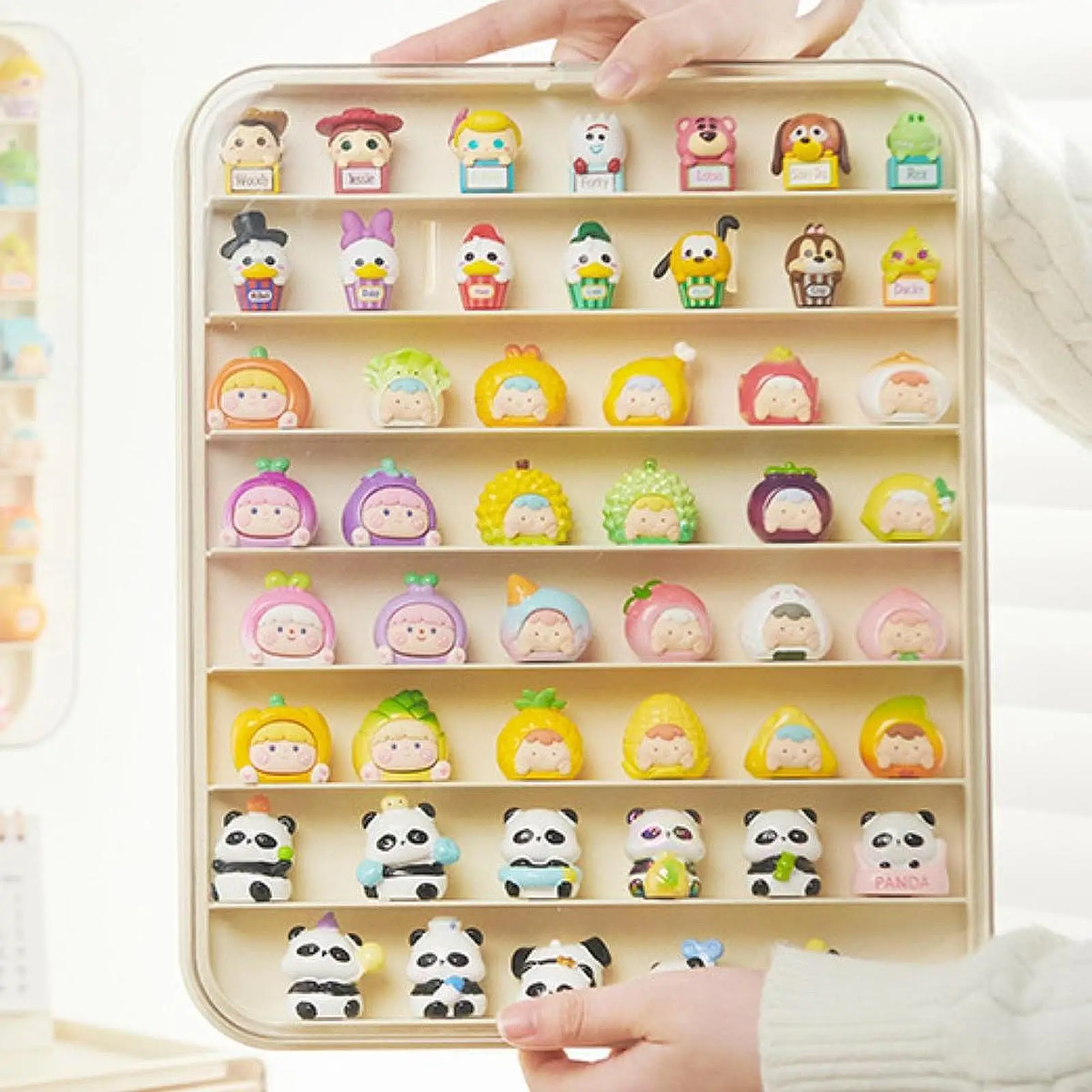 صندوق عرض وحماية شفاف للتماثيل، صندوق تخزين للدمى للمكتب، حامل للتحف والتماثيل المصغرة على سطح المكتب