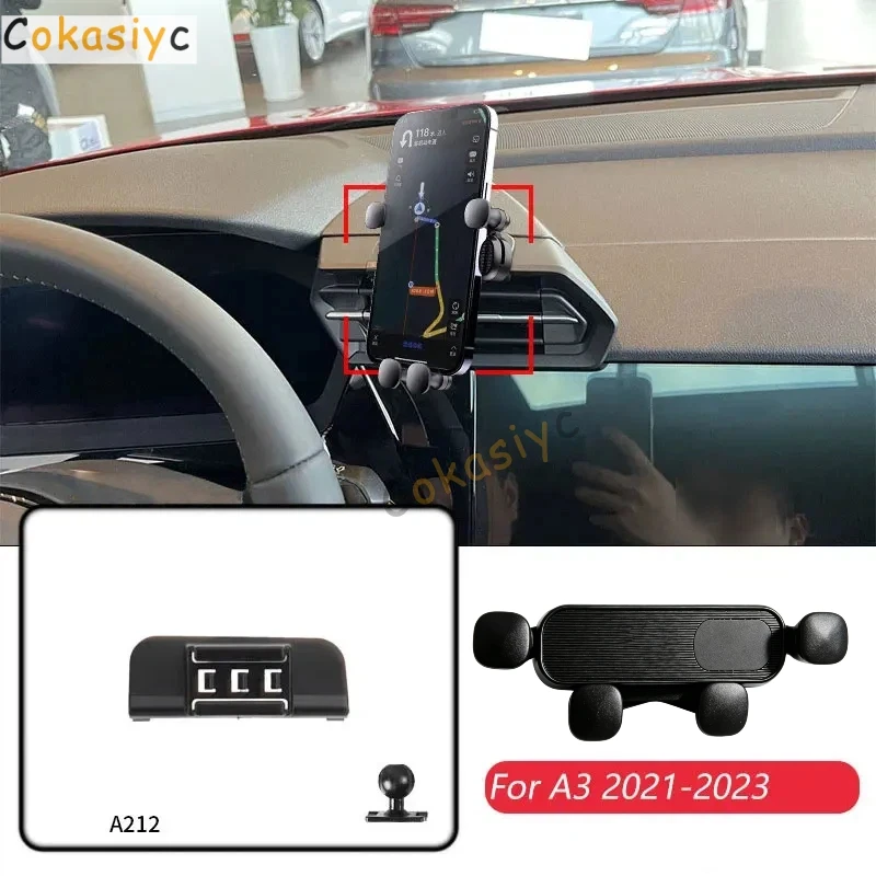 For Audi A3 8Y 2021-2023 Car Mobile Phone Holder Adjustable Air Vent  Gravity Navigation Bracket Horizontally Accessories