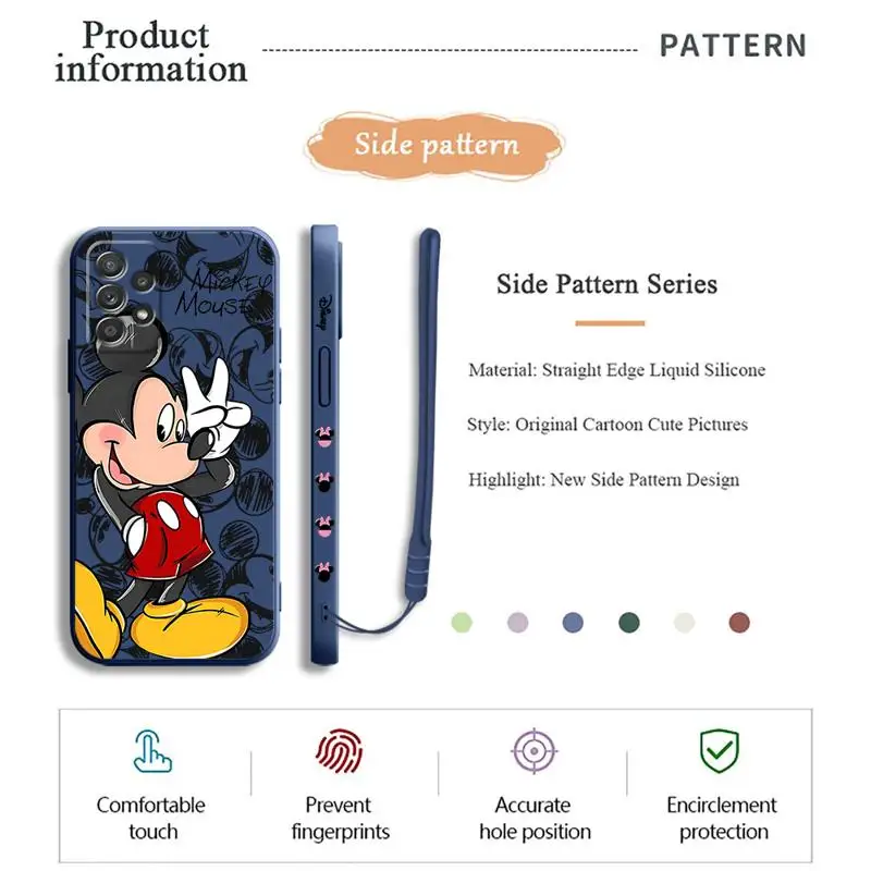 Disney Mickey Minnie Mouse Phone Case for Samsung Galaxy A20s A02s A10 A04 A04s A31 A71 4G A50 A05S A30 A02 Square Liquid Cover
