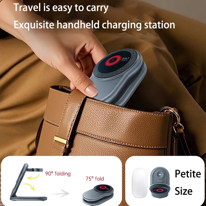 حامل شاحن لاسلكي Qi2 3 في 1 لهاتف iPhone 12/13/14/15/16/17 محطة شحن سريعة لساعة Apple 10 9 8 7 6 5 4 Airpods 2 3 #5
