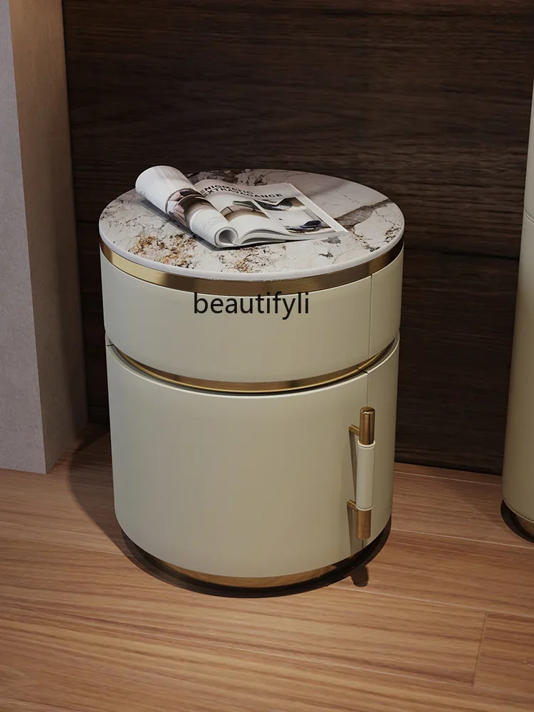

SS03A Light Luxury Bedside Table Bedroom round Storage Small Cabinet Modern Minimalist Bedside Cabinet