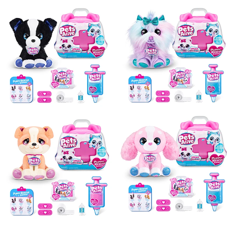 ZURU Pets Alive Pet Shop Surprise S3 Puppy Rescue Surprise Plush Toys with Electronic Speak and Repeat Children Interactive Toys