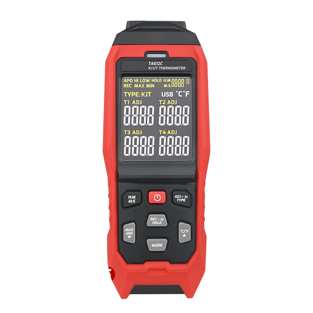 

TA612C Digital Thermocouple Thermometer Four Channel Measurement for K/J/T Types Data Storage and USB Connectivity