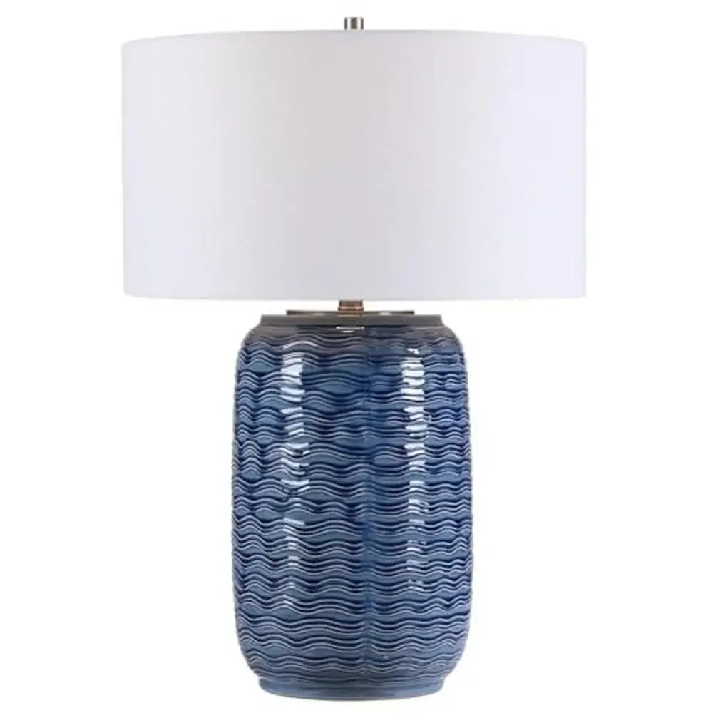 

Ceramic Table Lamp Blue Finish Iron Base 18.5" Brushed Nickel 27"H