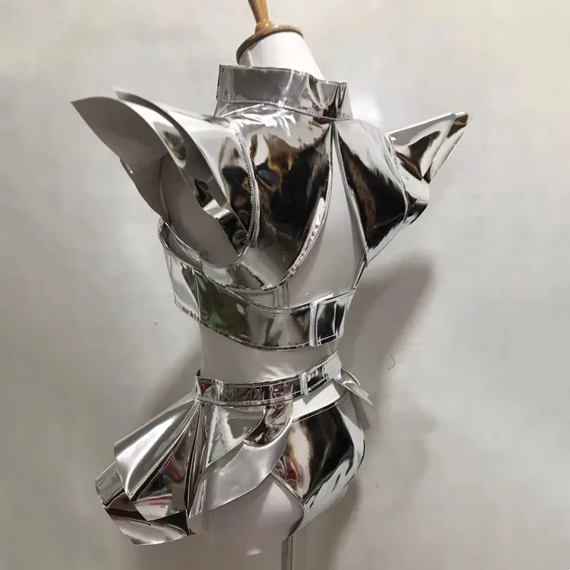 Ropa de escenario de moda Sexy Gogo Jazz club nocturno Bar traje de actuación traje de Rave láser plateado para fiesta de carnaval espectáculo ropa de escenario