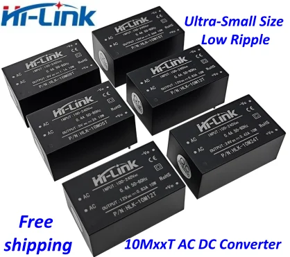 10pcs Hi-Link HLK-10M03/05/12/15/24T Ultra-Compact AC-DC Module Low Power Consumption 3000V Isolation Short Circuit Protection