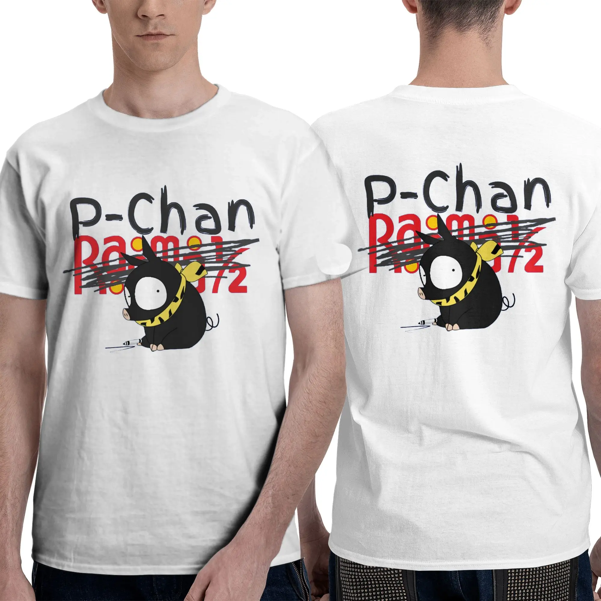 100% Cotton P-Chan Ranma 12 T-Shirt Men's Double Sided T Shirt Men Crew Neck Summer Shirts Tops Oversized