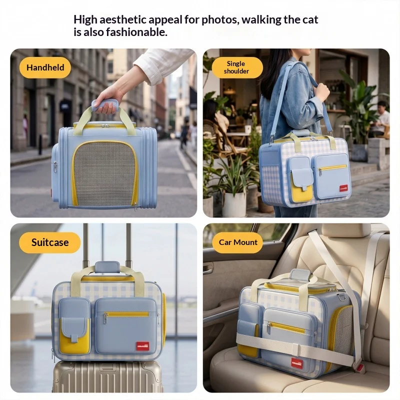 Bolsa de transporte transpirable para perros y gatos ligera de viaje - imagen 3