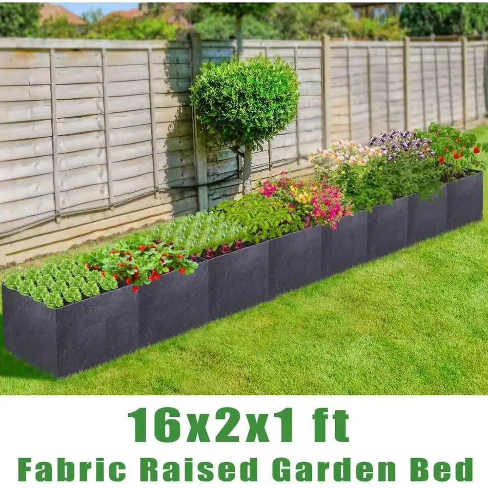 16x2x1t Fabric Raised Garden Bed - Outdoor Planter Box Non-Woven Fabric Patio Planting Bed Garden Grow Bed Bag or Growing Herbs,