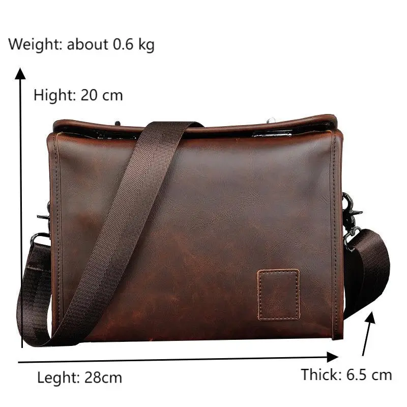 Men\'s Vintage Leather Shoulder Crossbody Bags Casual Men Messenger Bag Double Twist Lock Design Satchel Male Small Sling Bag