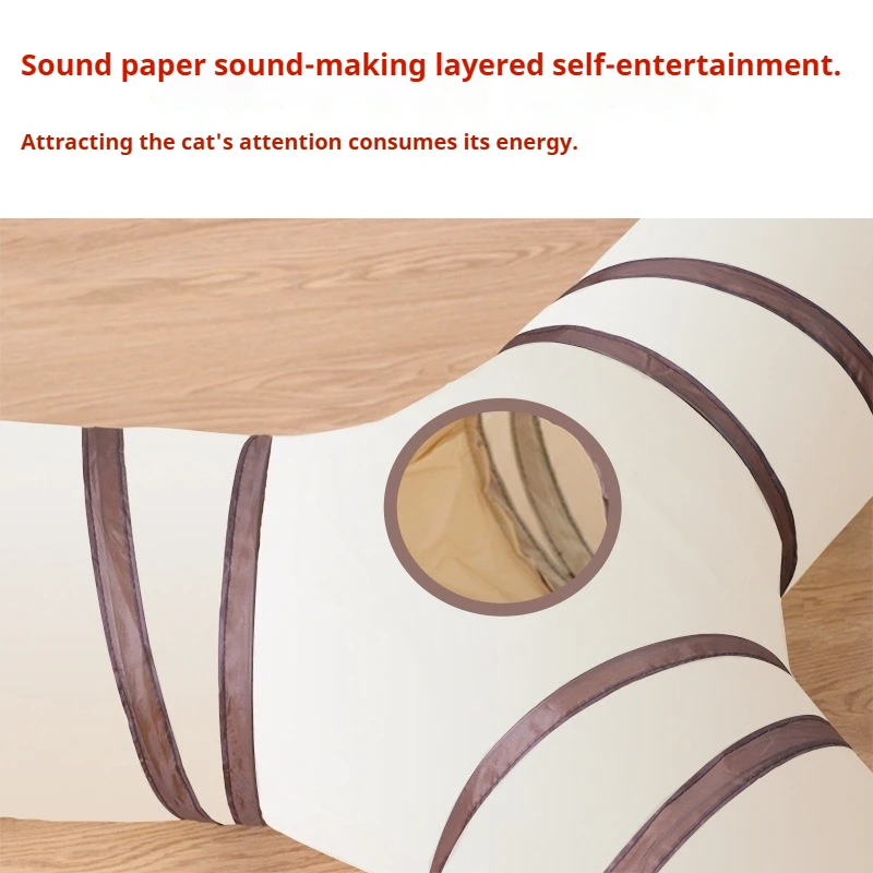 Cat Tunnel T/Y Ways Foldable Easy-to-Store All-in-One Cat Play Tunnel - Striped Interactive Toy for Fun and Exploration Cat Toy