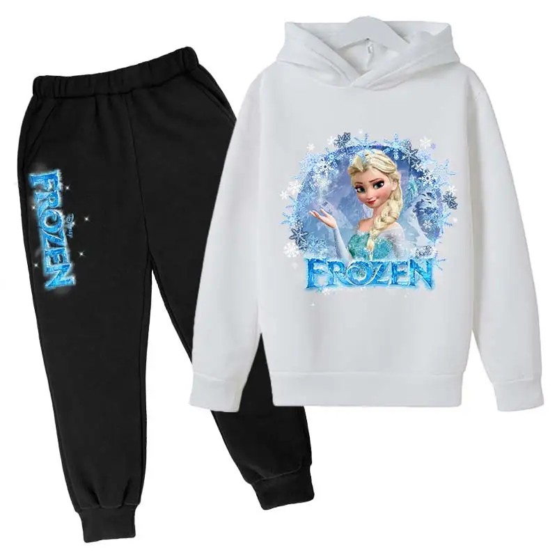 Disney Frozen Kids Tracksuit Girls Clothes Set Frozen Elsa Hoodies and Pants Children Sportwear Clothing Fashion Sport Suit