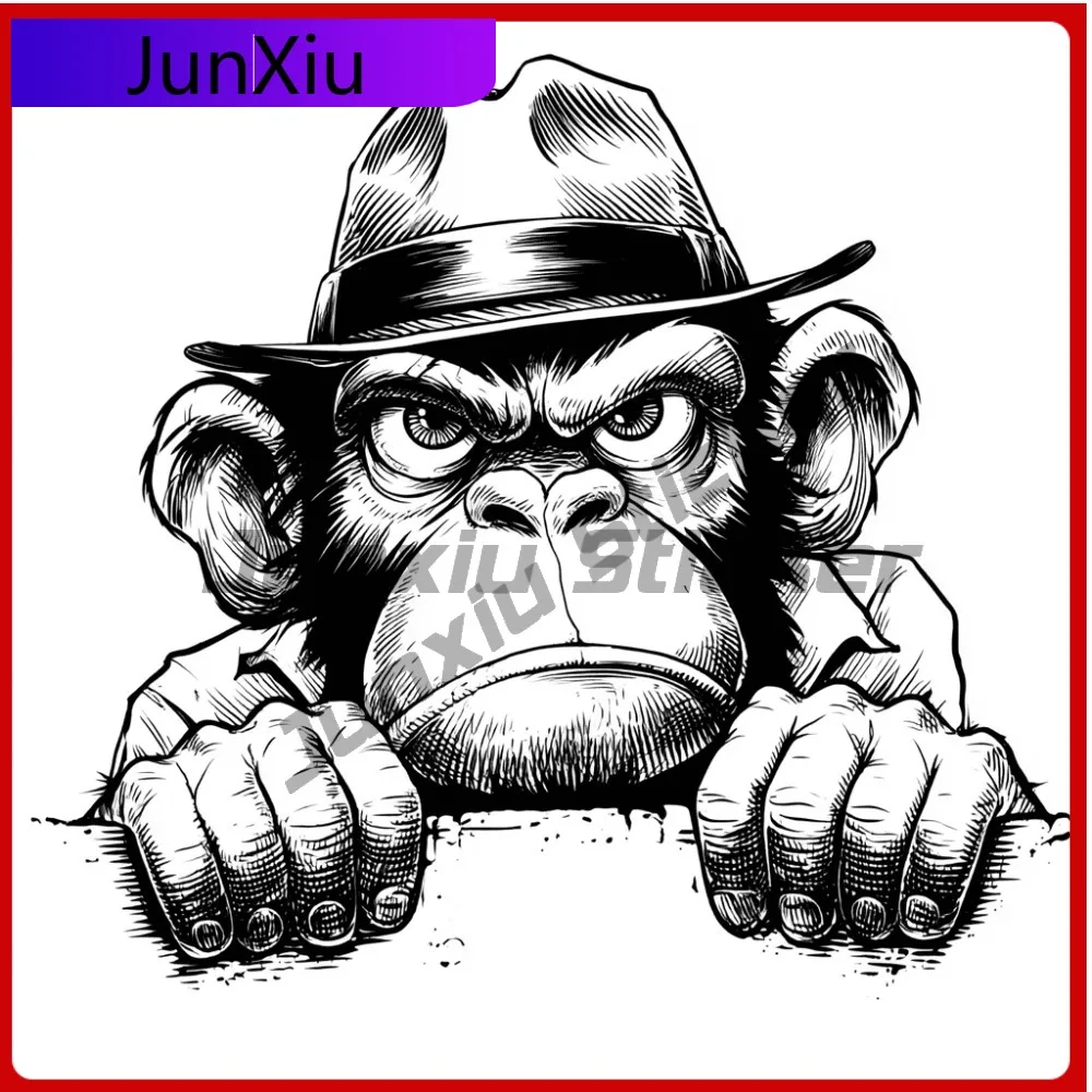 Peeking Angry Monkey Detective Cool Car Laptop Window Bumper Waterproof Vinyl Decal Sticker Cute Aesthetic Funny Funny Unique