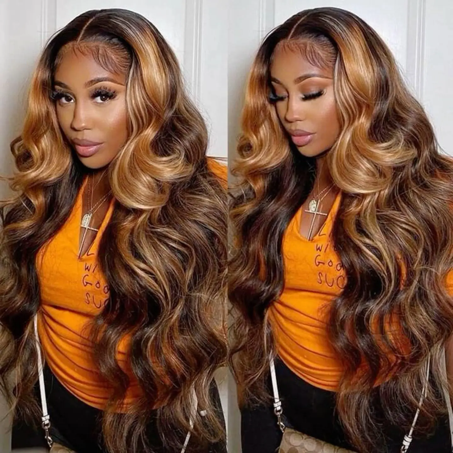 

13X4 13x6 Lace Frontal Human Hair Wigs For Women Hightlight 4/27 Wig HD Blonde Highlight Straight Lace Front Human Hair Wig