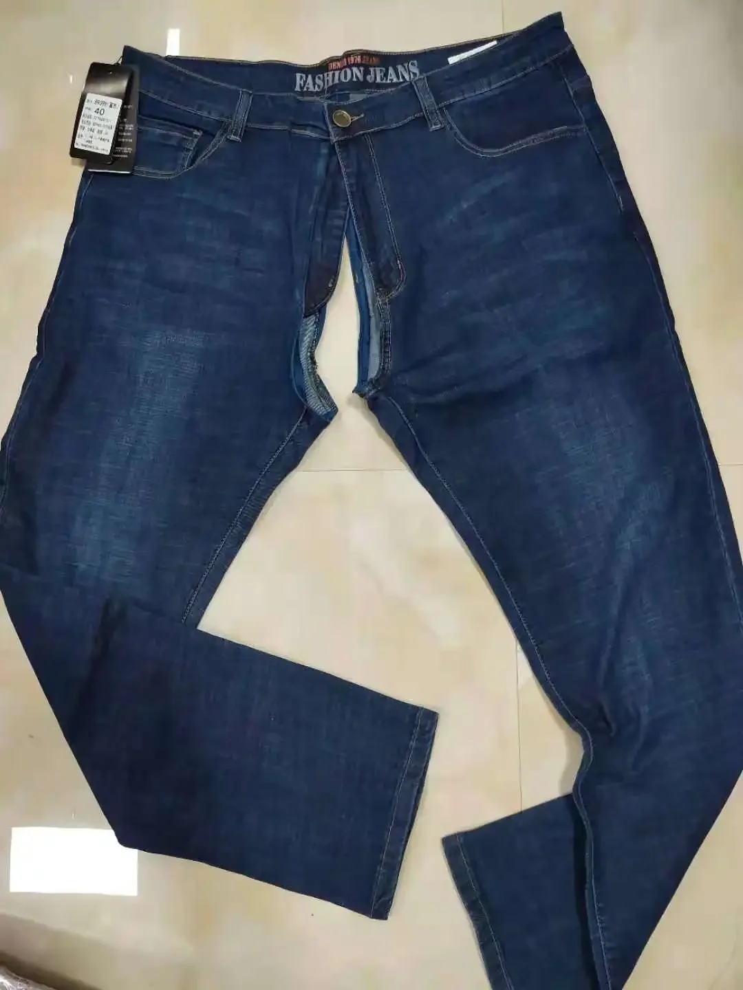 Pantalones vaqueros con entrepierna abierta para hombre, pantalón Sexy, holgado, elástico, recto, informal, talla grande