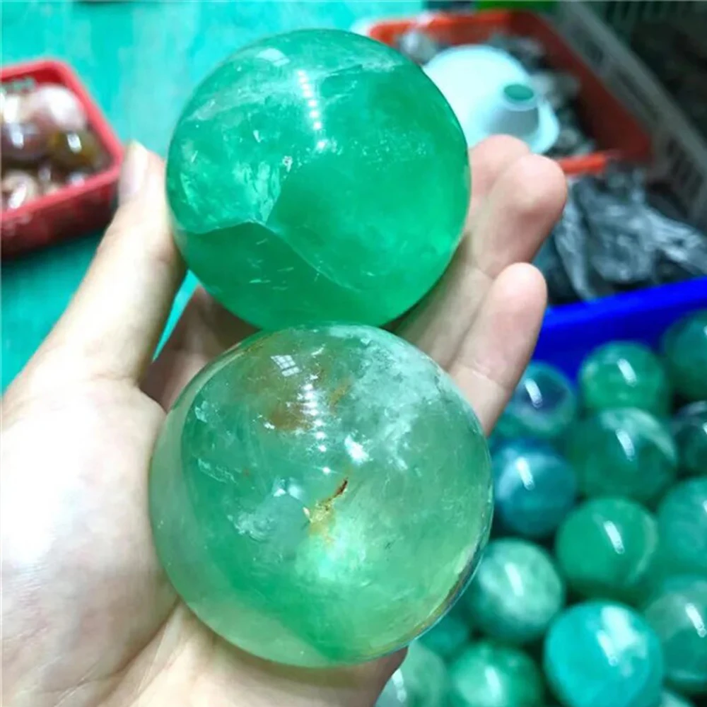 Natural fluorite crystal ball artificially polished mineral home decoration boutique souvenir collection