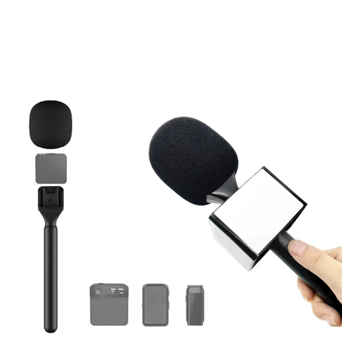 Adaptador de mano de micrófono de entrevista para Rode Wireless Go/GoII/DJI Mic/Relacart/transmisor inalámbrico, adaptador de mano