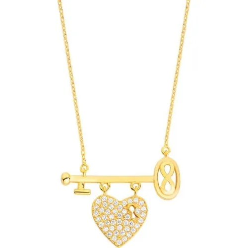 Harem Gold Heart Switched Infinity Silver Necklace-Gms1678