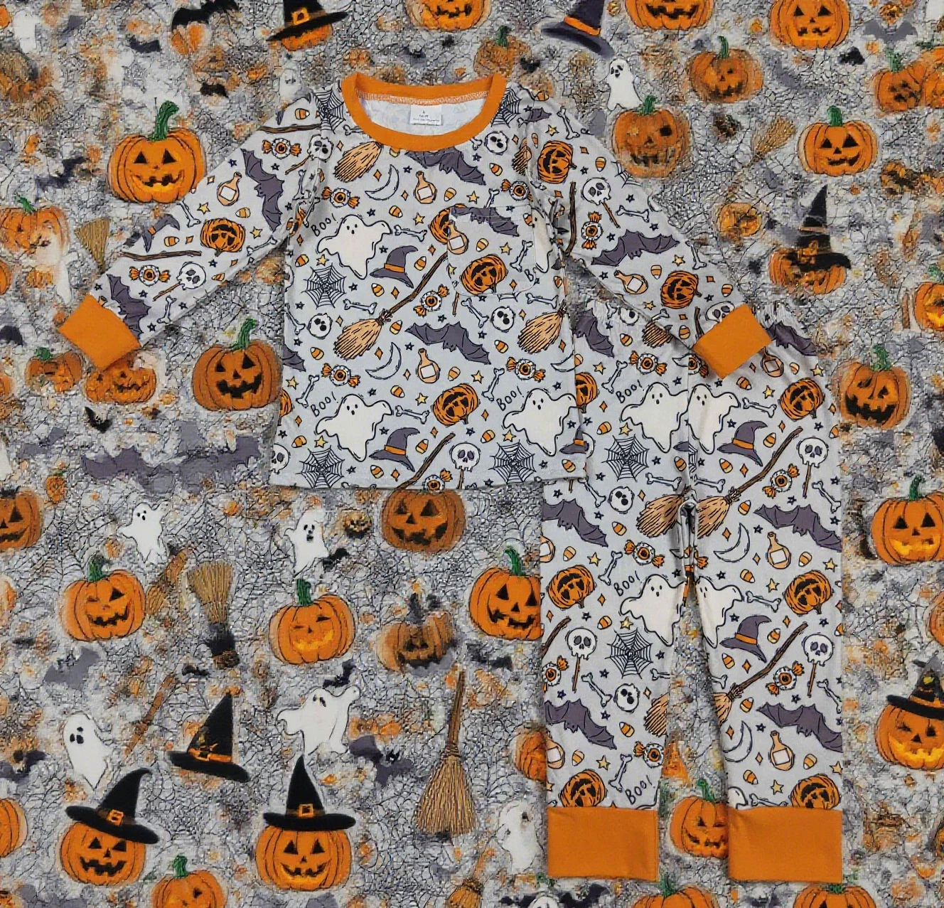 

Z818-06 BLP1147 Baby Boys Clothes Long Sleeve Top With Pants Set Kids Halloween Boutique Outfits