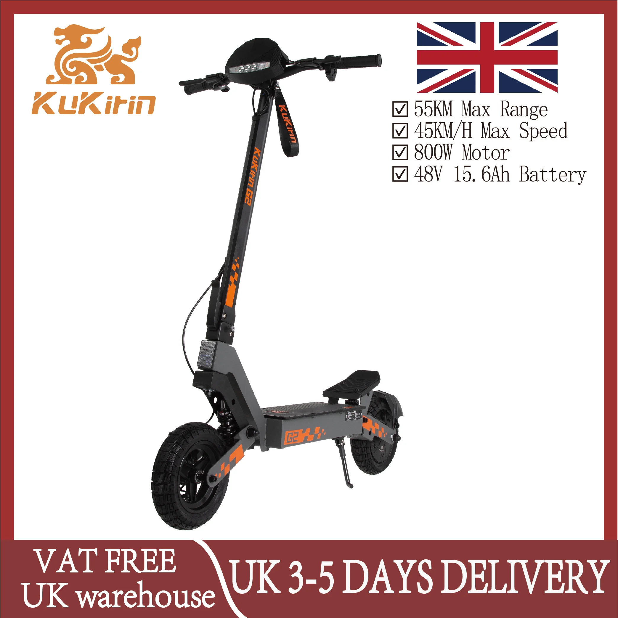 KuKirin G2 Electric Scooter 45km/h Max Speed 800W Motor 48V 15Ah Super Large Battey Electric Scooter